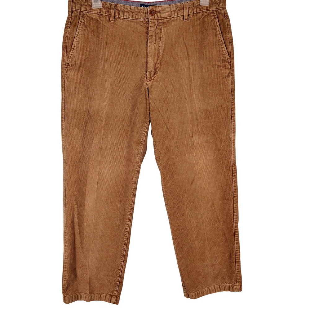 IZOD Mens 36x29 Straight Fit Corduroy Pants Camel Brown classic work retro